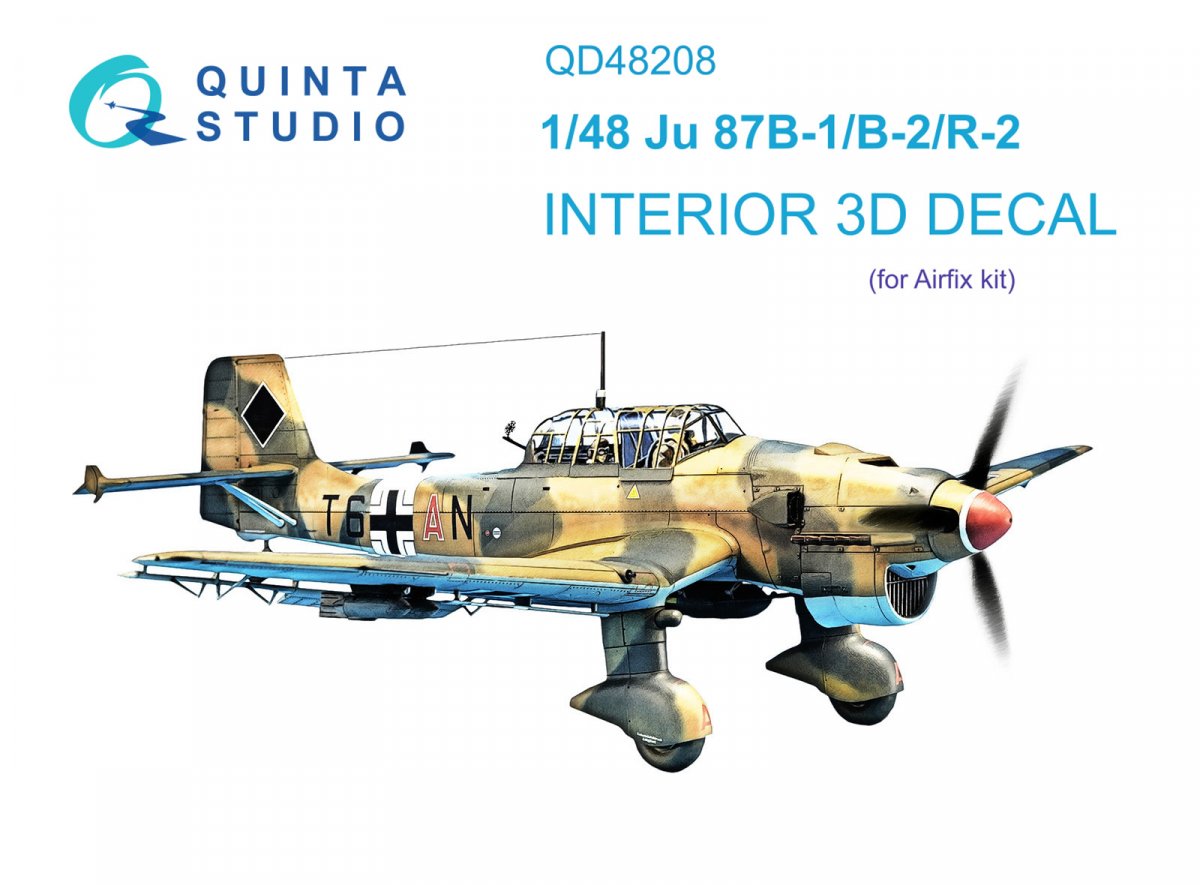 Quinta Studio QD48208 Ju 87B-1/B-2/R-2 3D-Printed &amp; colored Interior on decal paper (Airfix) 1/48