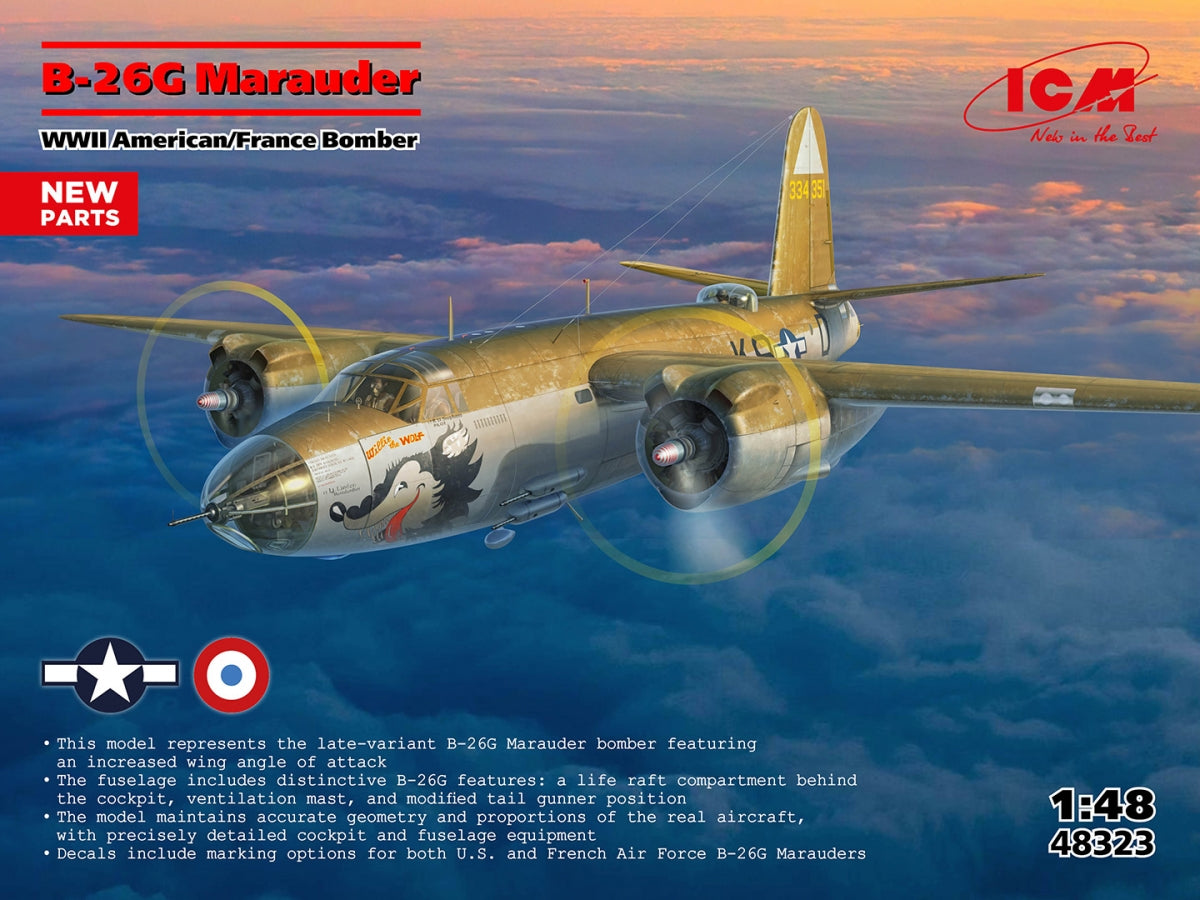 ICM 48323 B-26G Marauder Bombardier américain/français de la Seconde Guerre mondiale 1/48