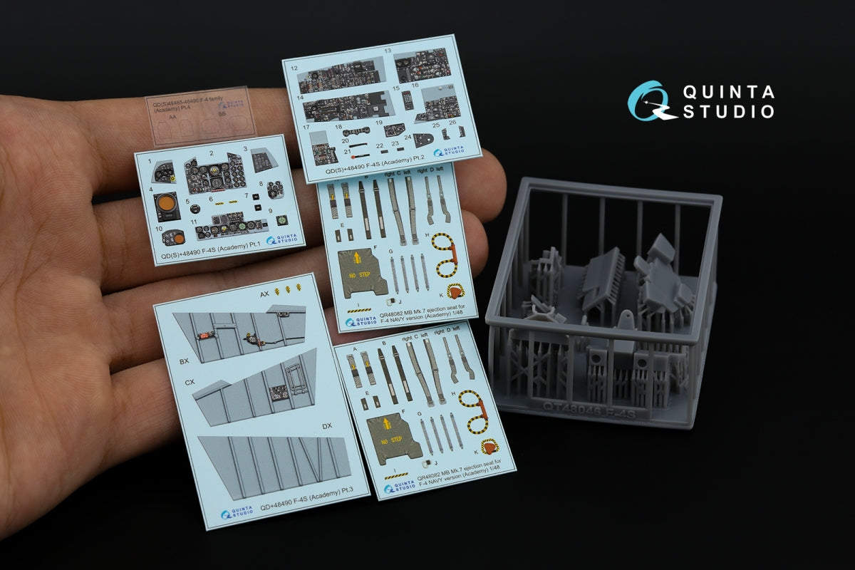 Quinta Studio QD+48490 F-4S Phantom II 3D-Printed &amp;amp; coloured Interior on decal paper (Academy) (with 3D-printed resin parts) 1/48 – immagine 2
