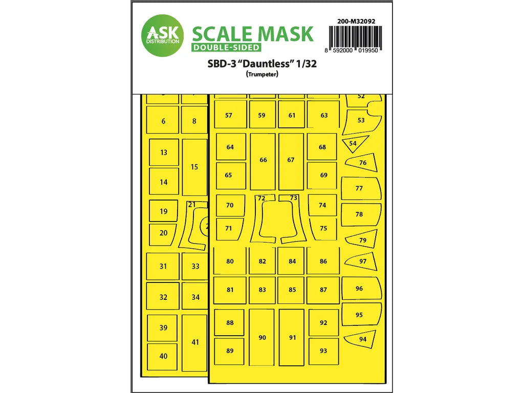 Art Scale Kit M32092 SBD-3 Dauntless Double-Sided Express Fit Mask for Trumpeter 1/32