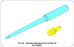 Aber 72L-01 Lufa 8,8cm KWK 36 do niemieckiego czołgu Tiger I / German tank barrel 8,8cm KwK 36 for Tiger I 1/72 – imagen 5