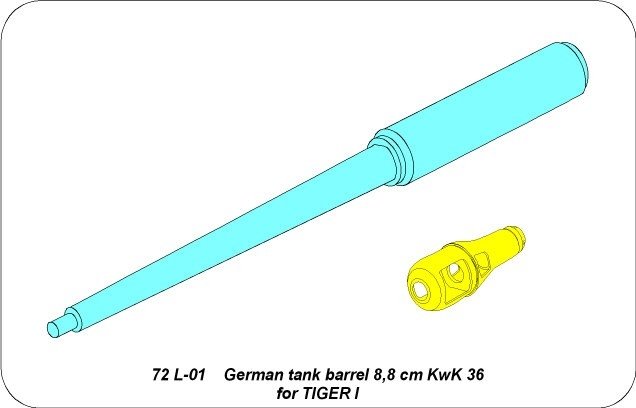 Aber 72L-01 Lufa 8,8cm KWK 36 do niemieckiego czołgu Tiger I / German tank barrel 8,8cm KwK 36 for Tiger I 1/72 – imagen 5