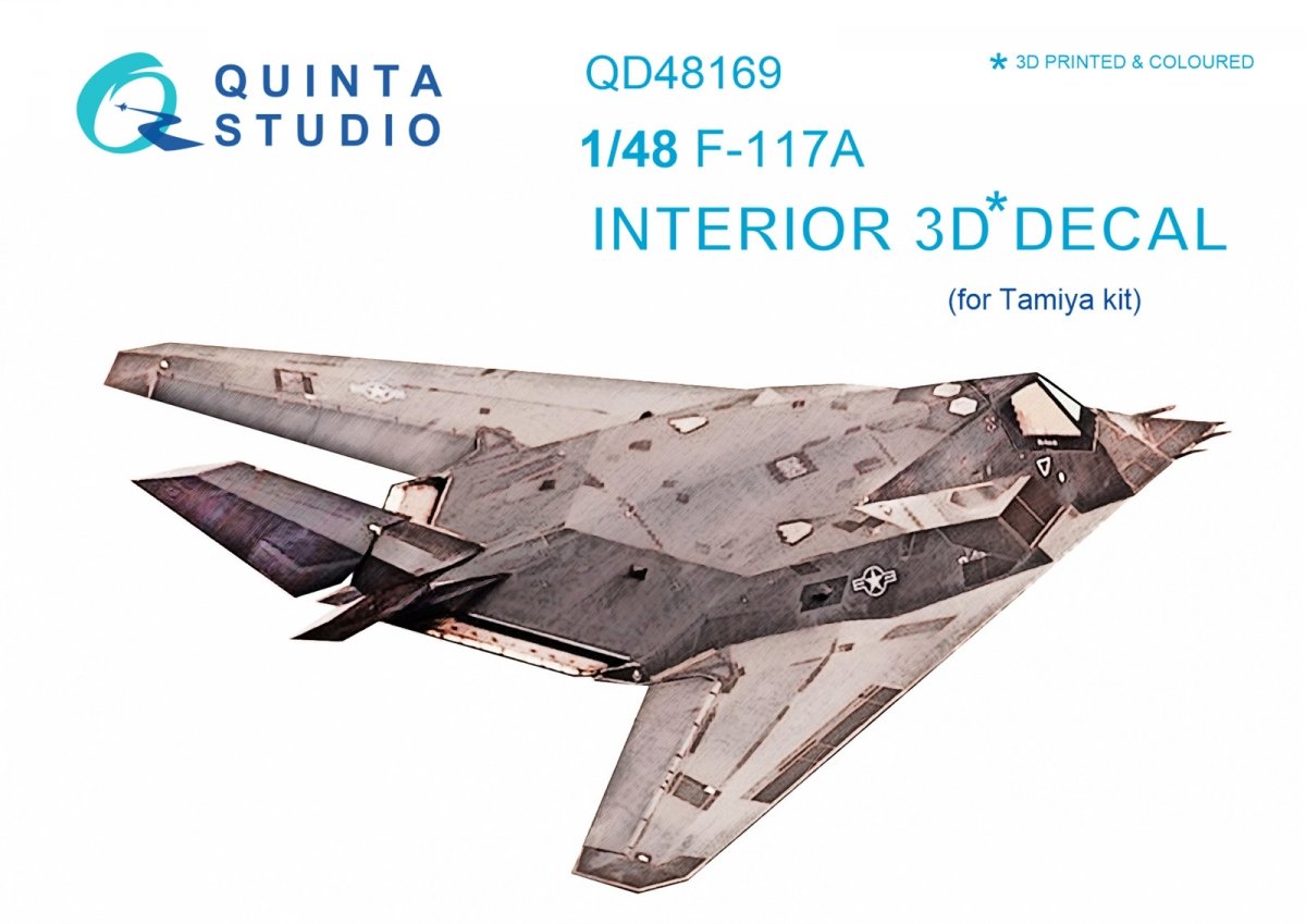 Intérieur imprimé en 3D et coloré sur papier décalcomanie Quinta Studio QD48169 F-117A (pour maquette Tamiya) 1/48