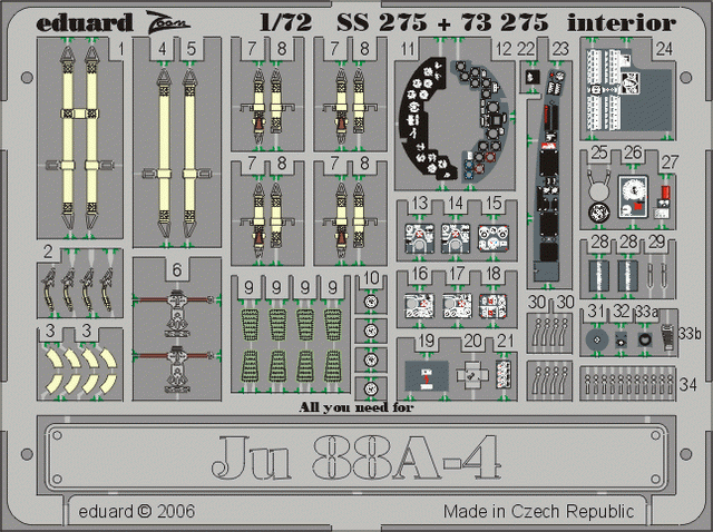 Eduard SS275 Ju 88A-4 interior 1/72 HASEGAWA