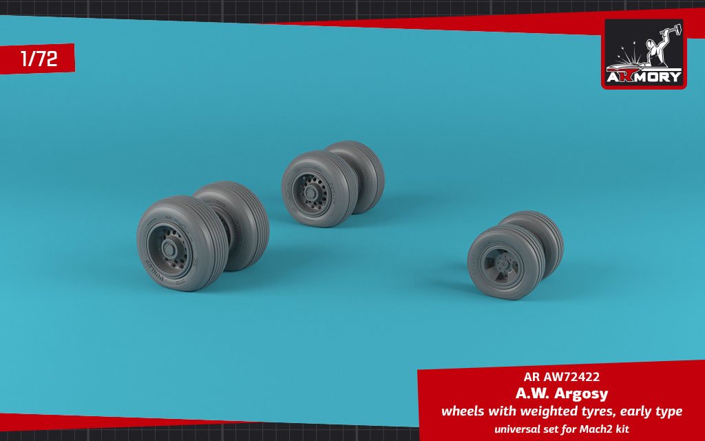 Armory Models AW72422 A.W. Argosy wheels w/ weighted tires, early version 1/72 – immagine 2