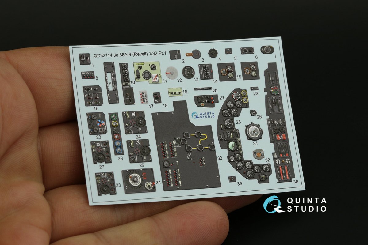 Quinta Studio QD32114 Ju 88A-4 3D-Printed &amp;amp; coloured Interior on decal paper ( Revell ) 1/32 – imagen 11