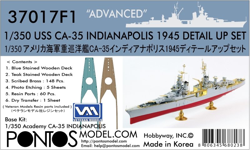 Pontos 37017F1 USS CA-35 Indianapolis 1945 Detail Up Set ADVANCED 1/350