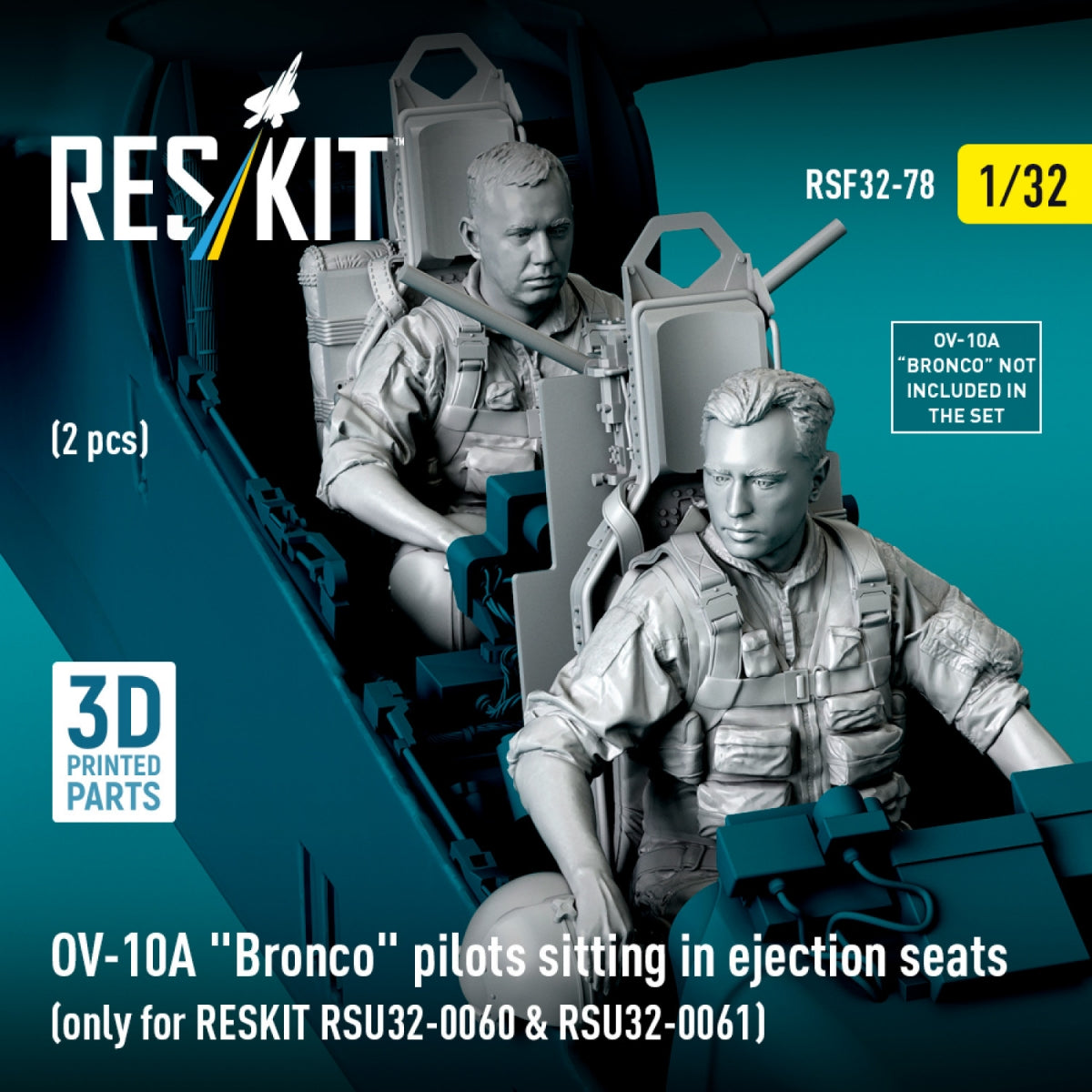 RESKIT RSF32-0079 OV-10A &amp;quot;Bronco&amp;quot; pilots sitting in ejection seats (2 pcs) (only for RESKIT RSU32-0060 &amp;amp; RSU32-0061) (3D Printed) 1/32 – zdjęcie 2