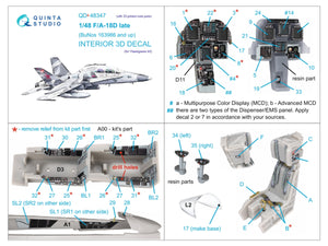 Quinta Studio QD+48347 FA-18D late 3D-Printed coloured Interior on decal paper (Hasegawa) (with 3D-printed resin parts) 1/48 – imagen 2