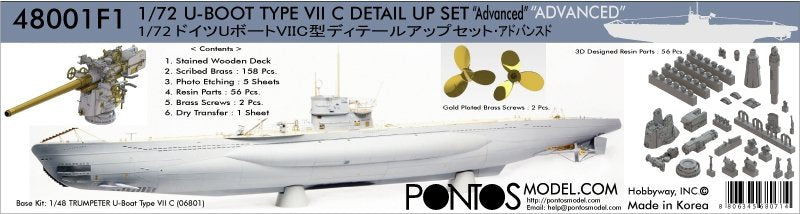 Pontos 48001F1 U-Boot Type VII C Kit de détails 1/48