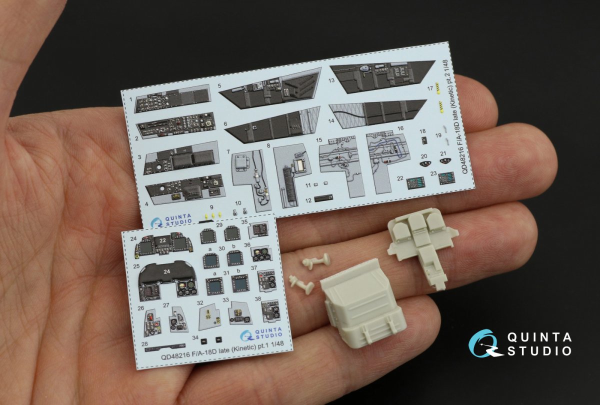 Quinta Studio QD48216 F/A-18D Late 3D-Printed &amp;amp; coloured Interior on decal paper with resin parts (Kinetic) 1/48 – immagine 2