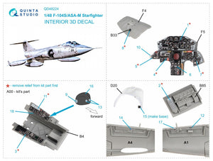 Quinta Studio QD48224 F-104S/ASA-M 3D-Printed &amp;amp; coloured Interior on decal paper (Kinetic) 1/48 – imagen 2