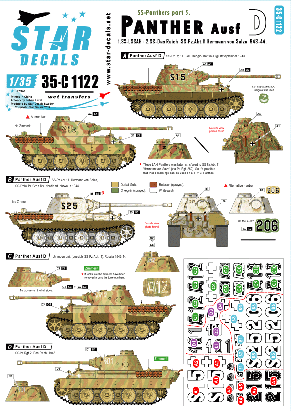 Star Decals 35-C1122 SS-Panthers n° 5 1/35