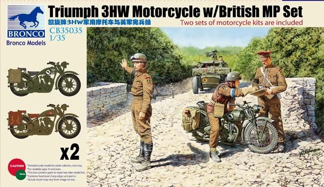 Bronco CB35035 Triumph 3HW Motorcycle w/MP Figure Set 1/35