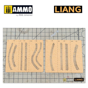Liang 0011 Tire Tracks Effects Airbrush Stencils B – immagine 5