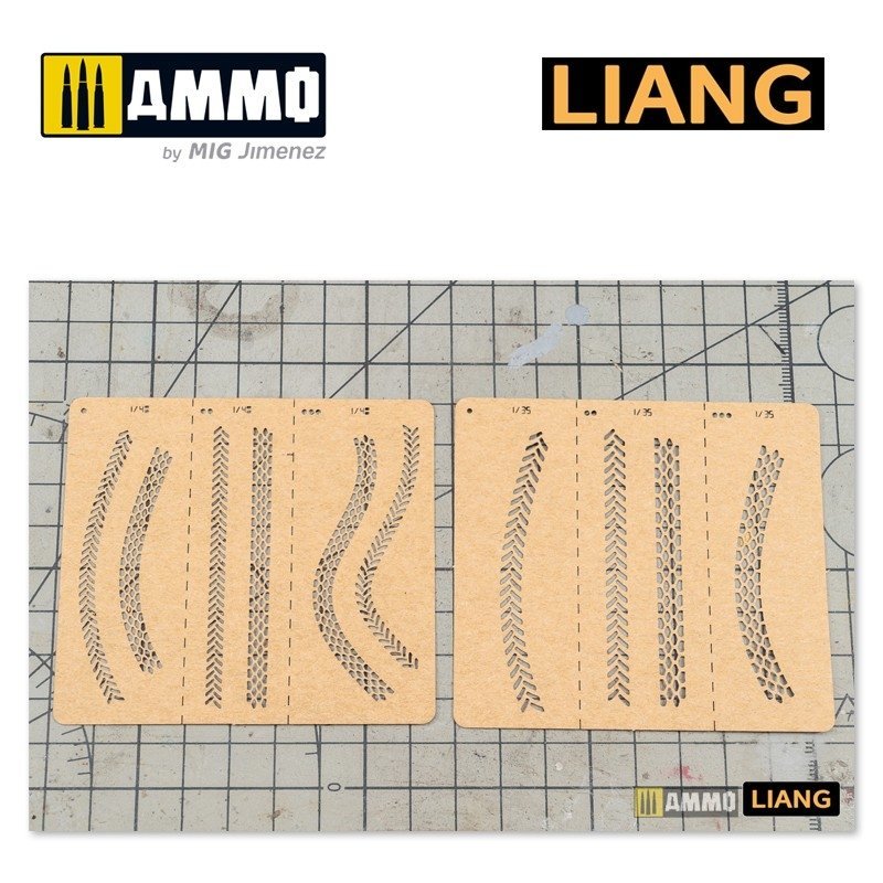 Liang 0011 Tire Tracks Effects Airbrush Stencils B – immagine 5