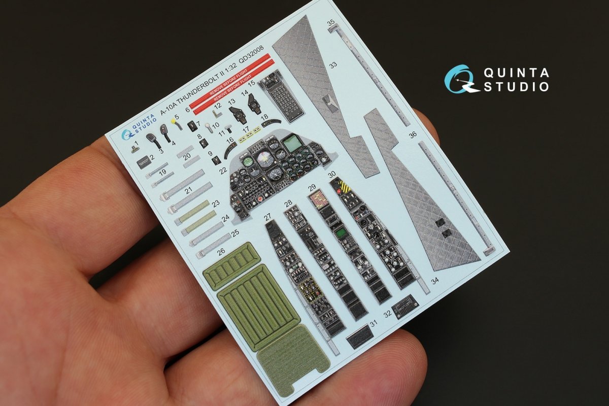 Quinta Studio QD32008 A-10A 3D-Printed &amp;amp; coloured Interior on decal paper (for Trumpeter kit) 1/32 – immagine 3