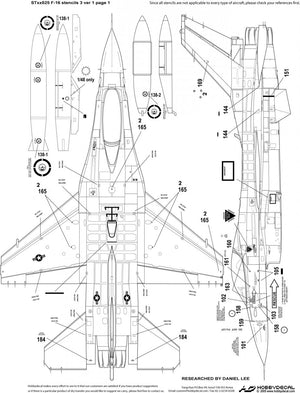 HobbyDecal ST32025V1 Pochoirs F-16 3 ver 1 1/32 pour kit Academy – image 3
