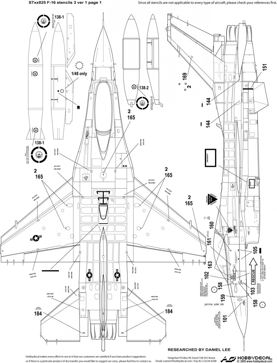 HobbyDecal ST32025V1 Pochoirs F-16 3 ver 1 1/32 pour kit Academy – image 3
