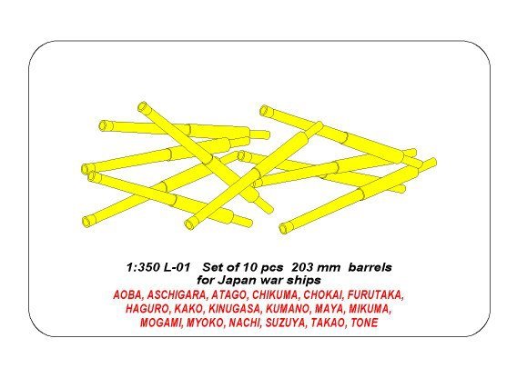 Aber 350L-01 Set of 10 pcs 203 mm barrels for Japan ships 1/350 – Bild 5