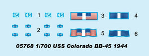 Trumpeter 05768 USS Colorado BB-45 Battleship 1944 1/700 – imagen 8