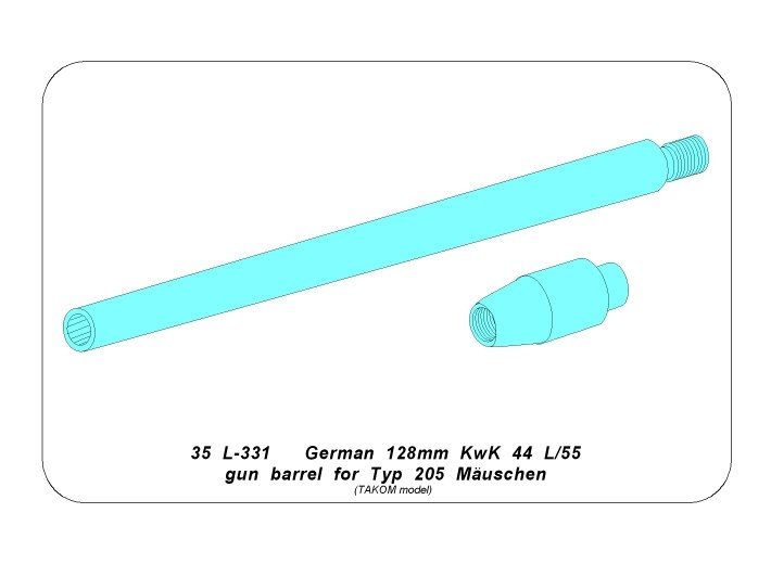 Aber 35L-331 Lufa 128mm KwK 44 L/55 do Typ 204 Mauschen / Barrel 128mm KwK 44 L/55 for Typ 204 Mauschen (Takom) 1/35