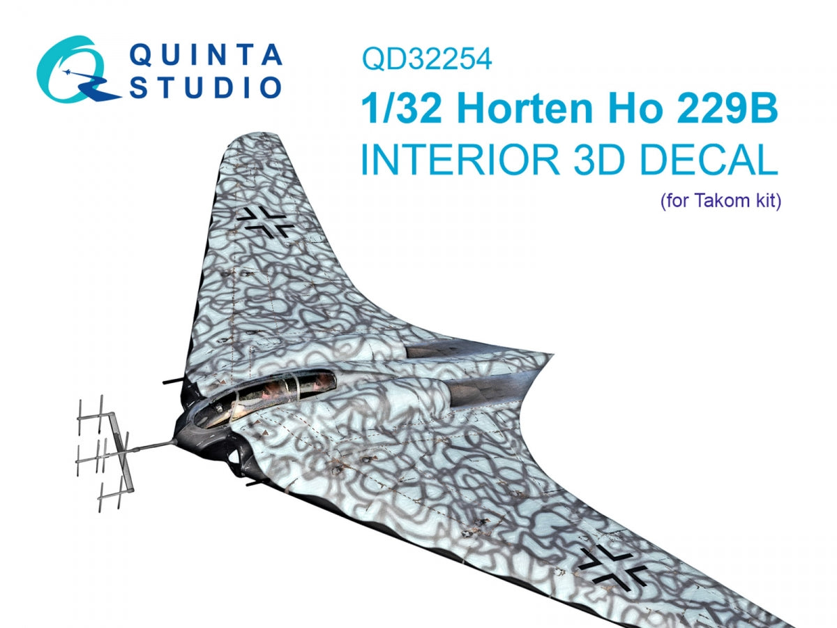 Quinta Studio QD32254 Horten Ho 229B 3D-Printed & coloured Interior on decal paper (Takom) 1/32