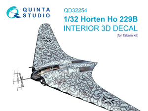 Quinta Studio QD32254 Horten Ho 229B 3D-Printed &amp;amp; coloured Interior on decal paper (Takom) 1/32