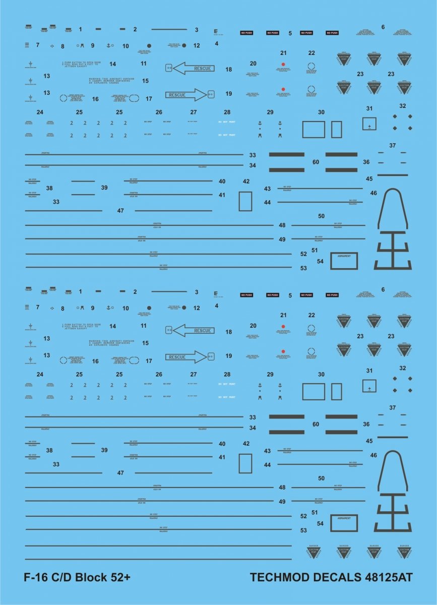Techmod 48125 F-16 C/D Stencils 1/48 – imagen 2