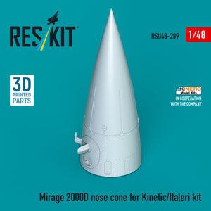 RESKIT RSU48-0289 Mirage 2000D nose cone for Kinetic/Italeri kit (3D Printed) 1/48