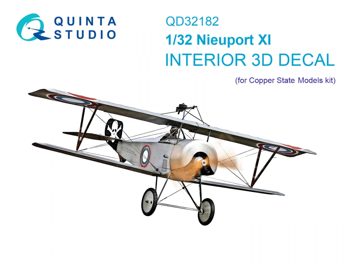 Quinta Studio QD32182 Nieuport XI 3D-Printed & coloured Interior on decal paper (CSM) 1/32