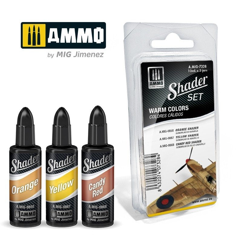 Ammo of Mig 7328 SHADER Set Couleurs Chaudes 3x10ml