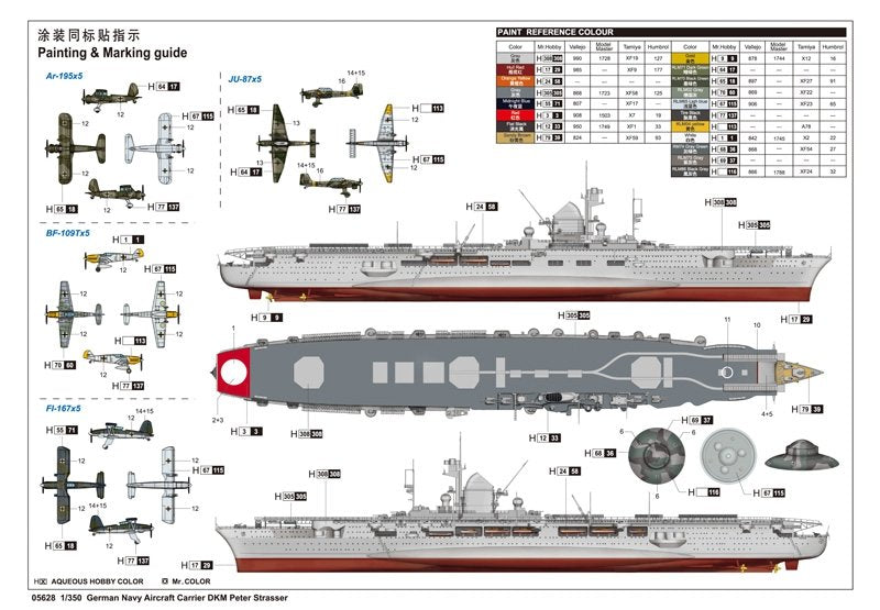 Trumpeter 05628 German Navy Aircraft Carrier DKM Peter Strasser 1/350 – imagen 2