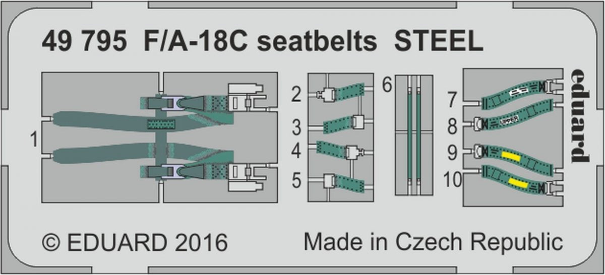 Ceintures de sécurité Eduard 49795 F/ A-18C, acier, maquette cinétique 1/48