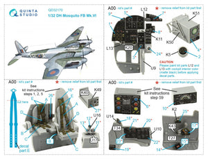 Quinta Studio QD32170 DH Mosquito FB Mk.VI 3D-Printed &amp;amp; coloured Interior on decal paper (Tamiya) 1/32 – imagen 7