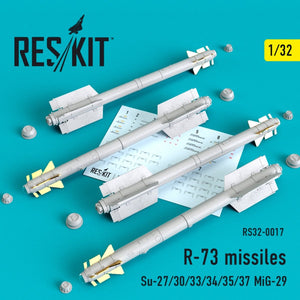 RESKIT RS32-0017 R-73 MISSILES SOVIÉTIQUES (4 PIÈCES) 1/32