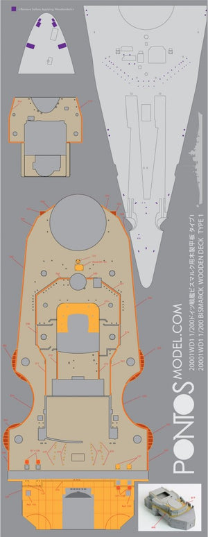 Pontos 20001WD1 Bismarck Wooden Deck set 1/200 – imagen 2