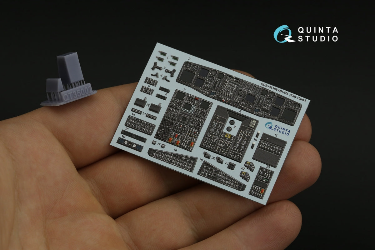 Quinta Studio QDS+35108 MH-60L 3D-Printed &amp;amp; coloured Interior on decal paper (Kitty Hawk) (with 3D-printed resin parts) (small version) 1/35 – immagine 3