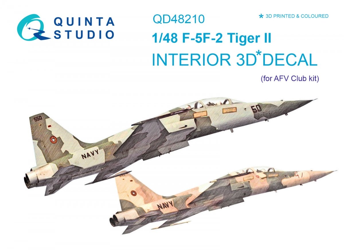 Intérieur imprimé en 3D et coloré sur papier décalcomanie Quinta Studio QD48210 F-5F-2 (AFV club) 1/48