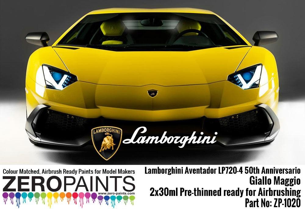 Zero Paints ZP-1020GIALLO Lamborghini Aventador LP720-4 50th Anniversario 50 Giallo Maggio Paint Set 2x30ml – immagine 2