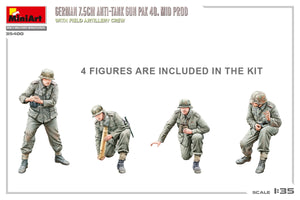 MiniArt 35400 GERMAN 7.5CM ANTI-TANK GUN PAK 40. MID PROD. WITH FIELD ARTILLERY CREW 1/35 – Bild 2