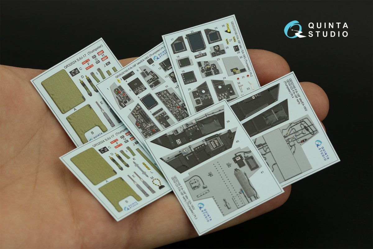 Quinta Studio QD32100 F/A-18F late / EA-18G 3D-Printed &amp;amp; coloured Interior on decal paper (Trumpeter) 1/32 – immagine 2
