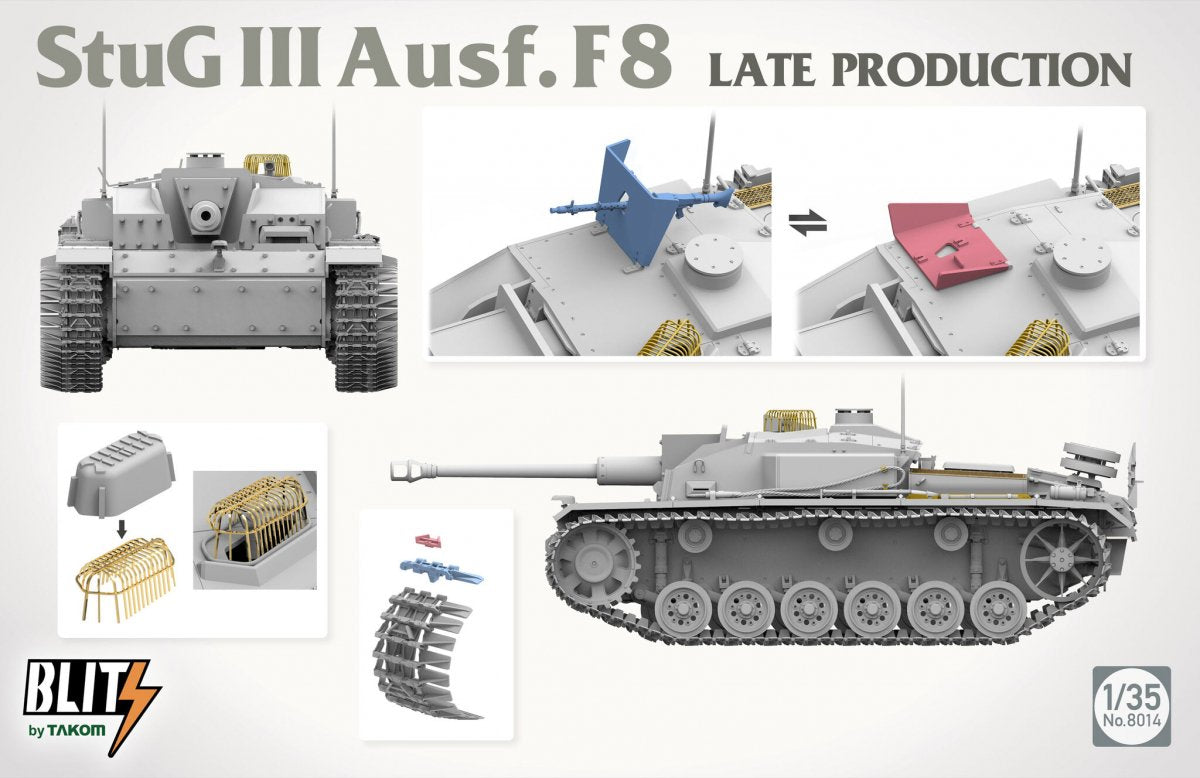 Takom 8014 Stug III Ausf.F8 Late Production 1/35 – imagen 3