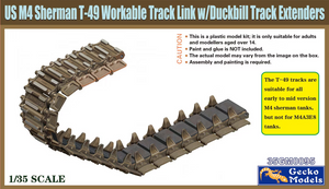 Gecko Models 35GM0095 US M4 Sherman T-49 Chenilles fonctionnelles avec extensions de chenilles à bec de canard 1/35