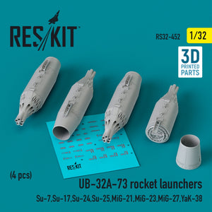 RESKIT RS32-0452 UB-32A-73 rocket launchers (4 pcs) (3D Printed) 1/32