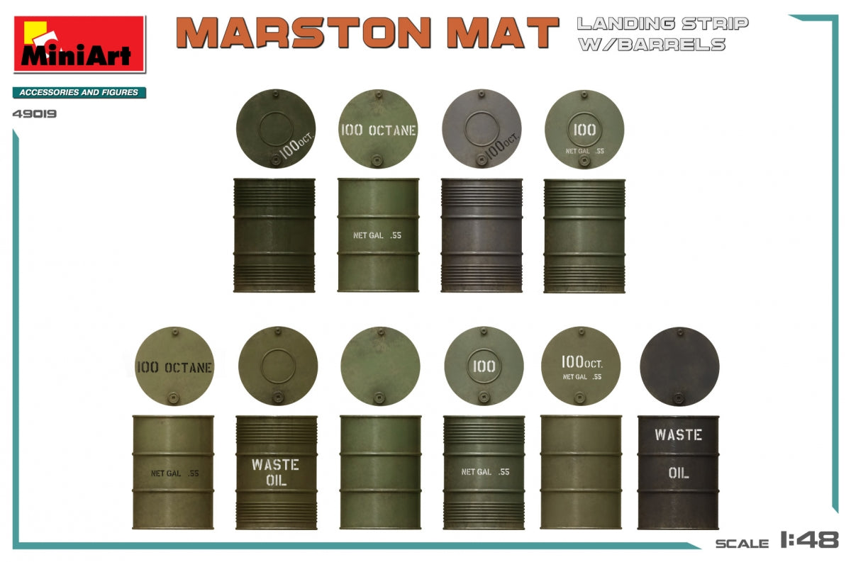 MiniArt 49019 MARSTON MAT LANDING STRIP w/BARRELS 1/48 – imagen 5