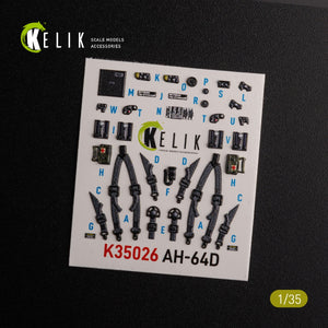 KELIK K35026 AH-64D Apache interior 3D decals for Meng kit 1/35 – immagine 3