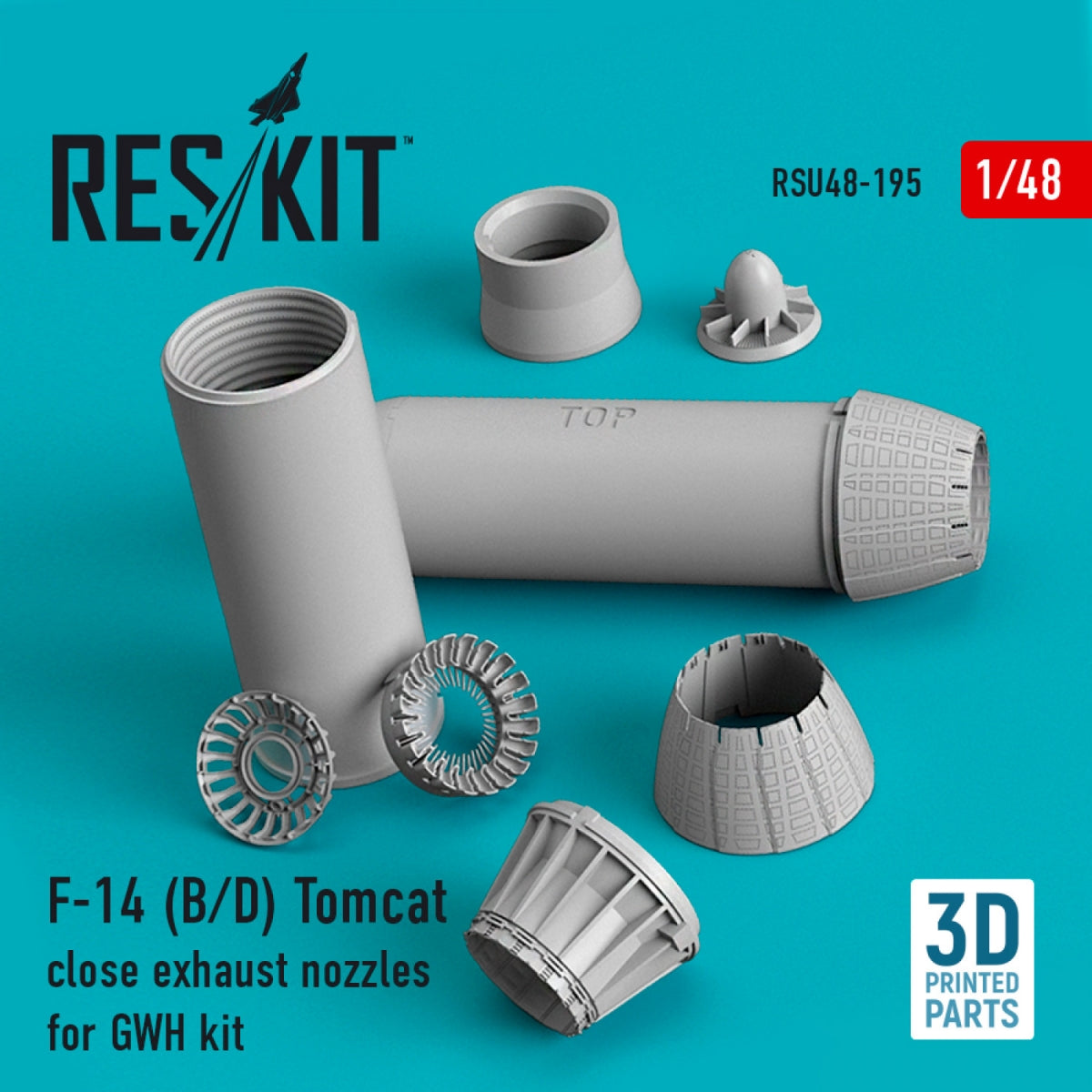 RESKIT RSU48-0195 F-14 (B,D) "TOMCAT" CLOSE EXHAUST NOZZLES FOR GWH KIT (3D PRINTED) 1/48