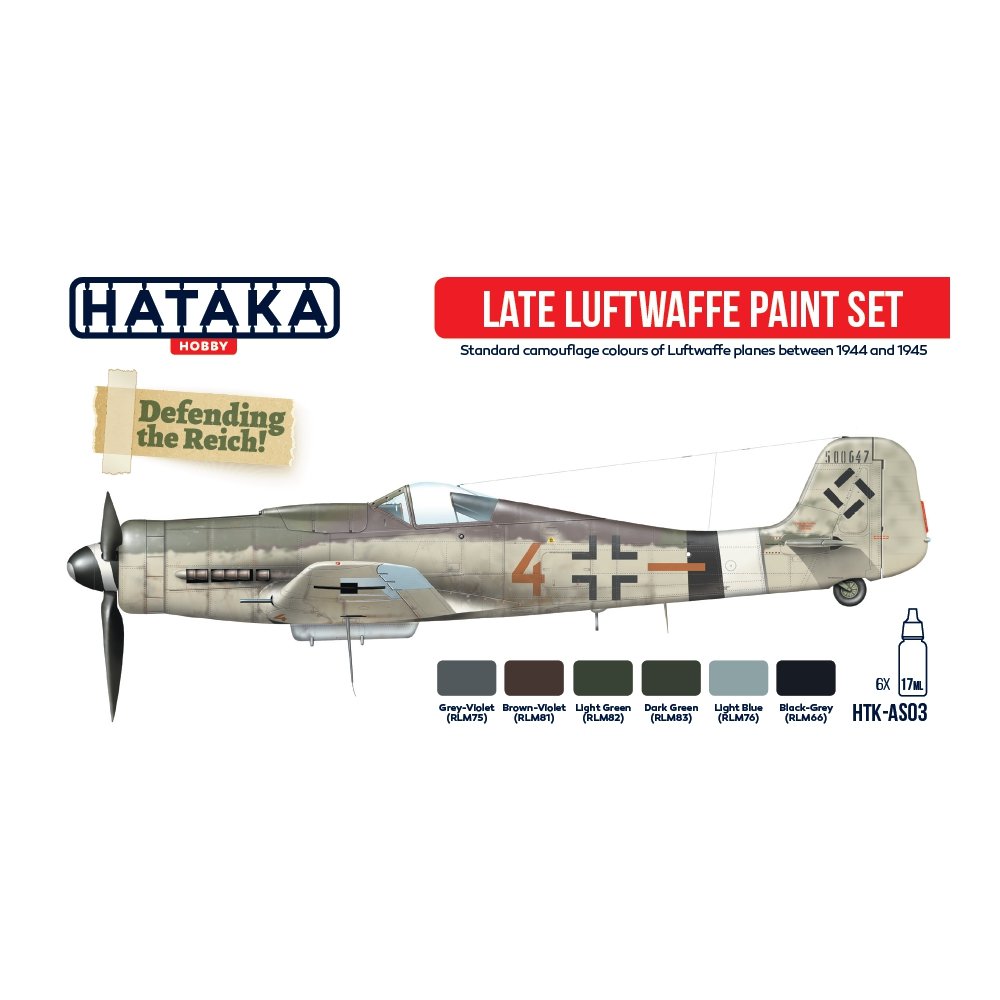 Hataka HTK-AS03 Ensemble de peinture de la Luftwaffe tardive 6x17ml
