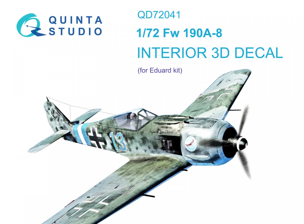 Intérieur imprimé en 3D et coloré sur papier décalcomanie (Eduard) pour Fw 190A-8 (Quinta Studio QD72041), échelle 1/72